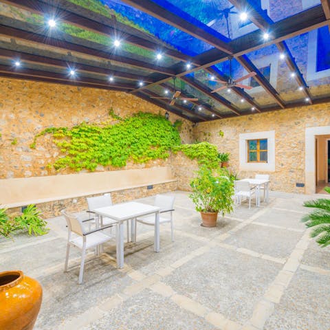 While the night away in this beautifully-lit atrium