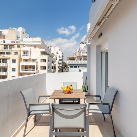 Tuck into a delicious continental breakfast on your secluded terrace