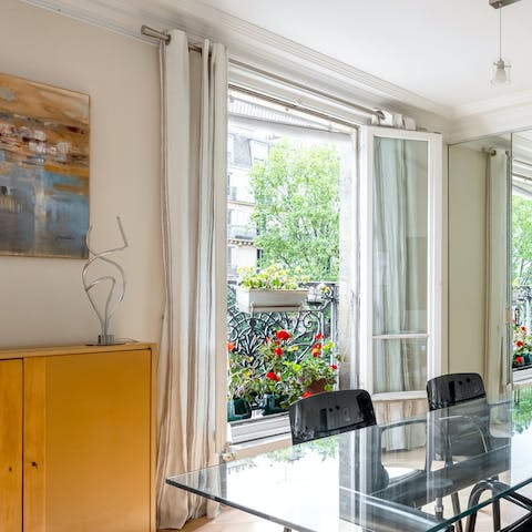 Enjoy your morning coffee with views of Paris's Haussmann architecture