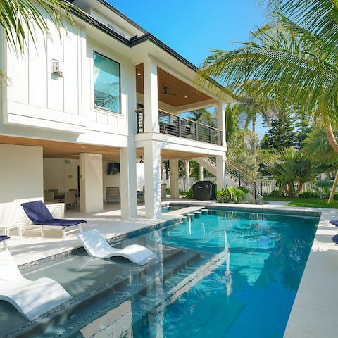 Top up your tan from the in-pool loungers or swim a couple of gentle laps