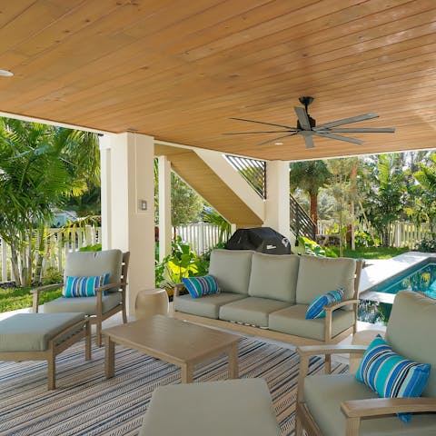 Chill out on the covered terrace with your morning coffee
