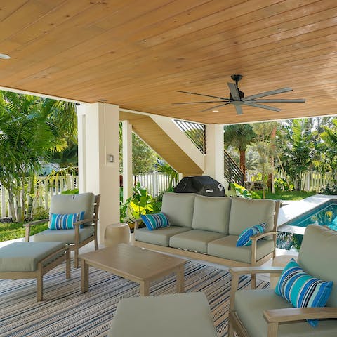 Chill out on the covered terrace with your morning coffee