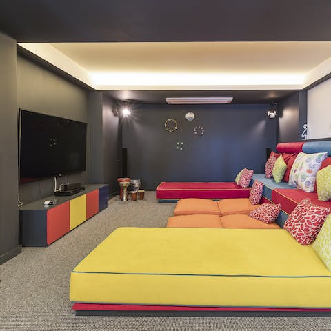 Cosy up in the cinema room