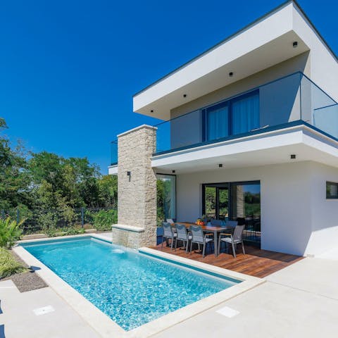 Drink in the distant sea vistas from the balcony