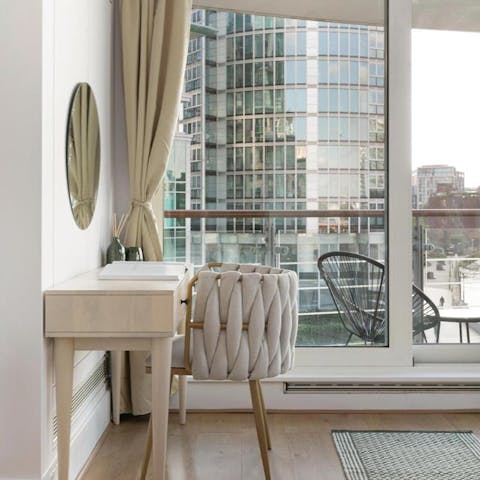Get some work done at the desk, perfect for digital nomads