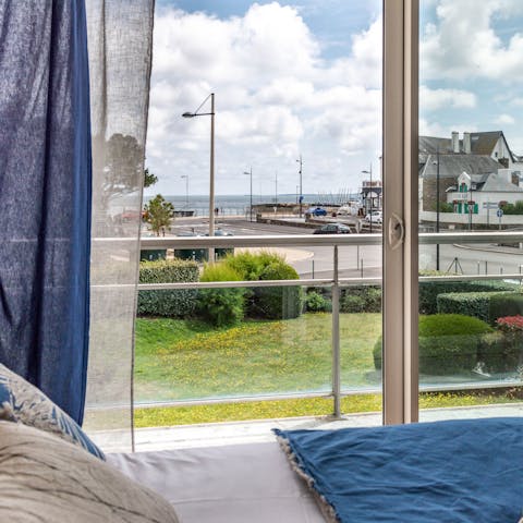 Wake up to calming sea views