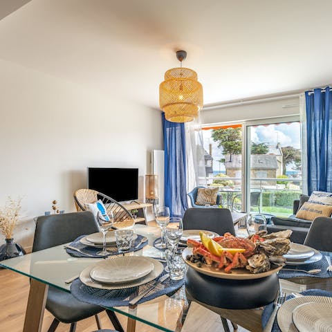 Gather round the dining table for a banquet of fresh, local seafood