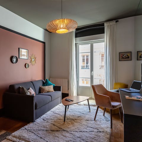 Relax in your vibrant yet cosy living room after a day on your feet