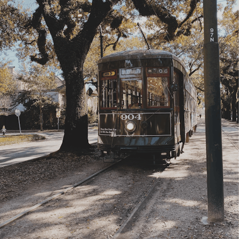 Ride the famous street car – reachable in five minutes by foot