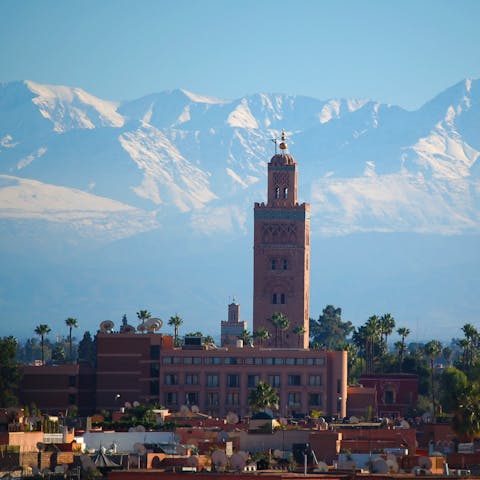 Travel into Marrakech and see the famous Koutoubia Mosque, famous for its beautiful architecture