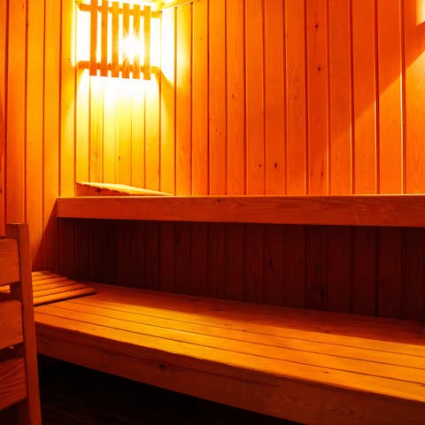 Unwind in the private sauna and feel your worries slip away in the steam