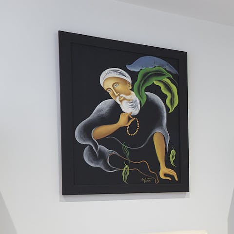 Admire the home's artwork