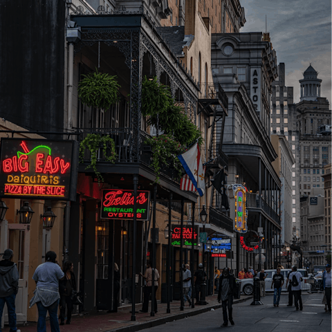 Stroll through the French Quarter and visit its famous bars and restaurants
