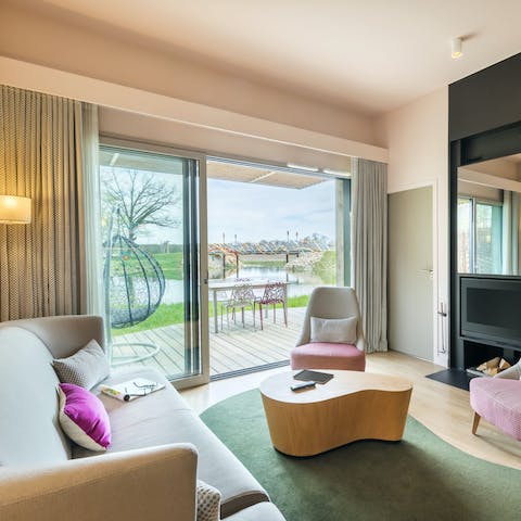 Master the art of relaxation amidst the soothing interiors of the living room