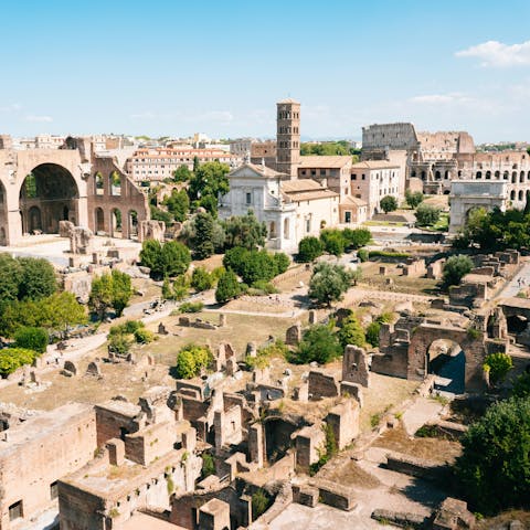 Visit the Roman Forum, just a five-minute stroll away