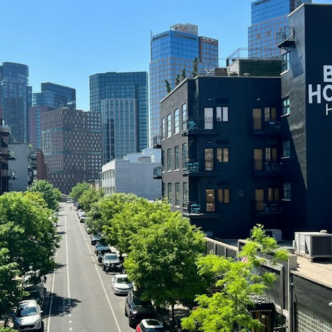 Stay in Greenpoint, about twenty minutes by subway from Manhattan