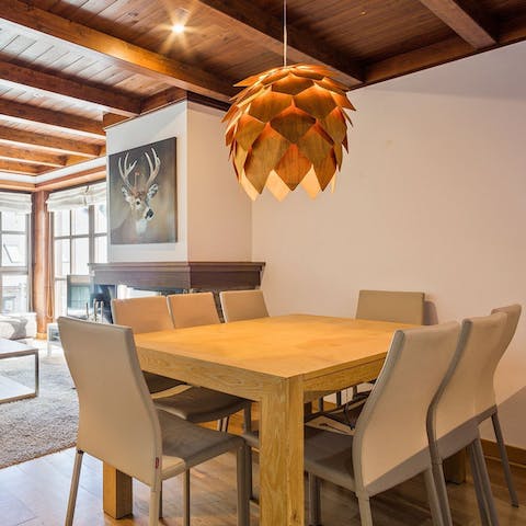 Savour beautiful meals around the table after a day of adventure