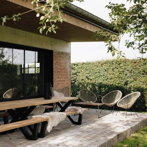 Gather for meals in the peaceful garden