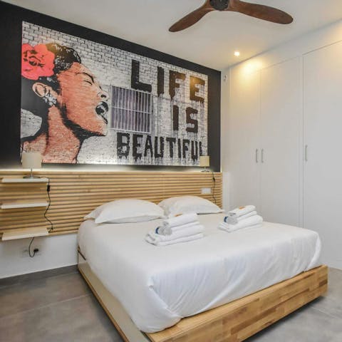 Admire quirky art in each bedroom