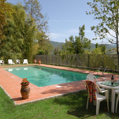 Relax by the private pool and take in the view