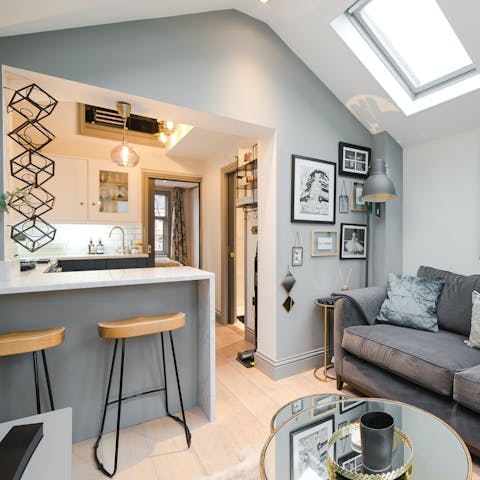 Sip coffee at the breakfast bar before heading into the city