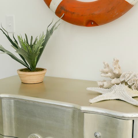 Admire the ocean-inspired decor