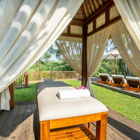 Unwind with an at-home massage in the garden