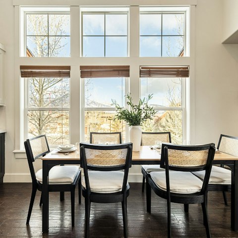 Tuck into a hearty meal, backdropped by mountain views