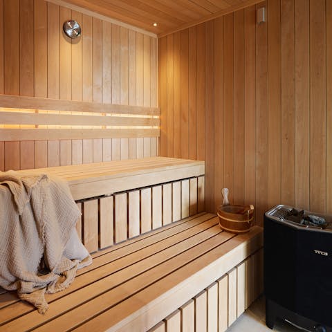 Unwind in the private sauna and steam room
