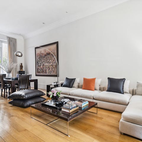 Relax in the light and airy living space