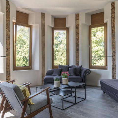 Find ample space to relax in the castle and guesthouse