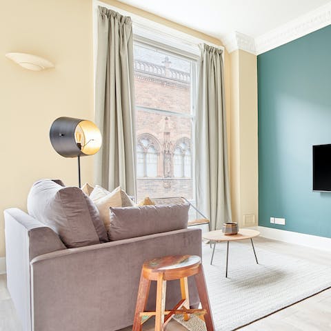 Admire the views of the National Portrait Gallery from the living area