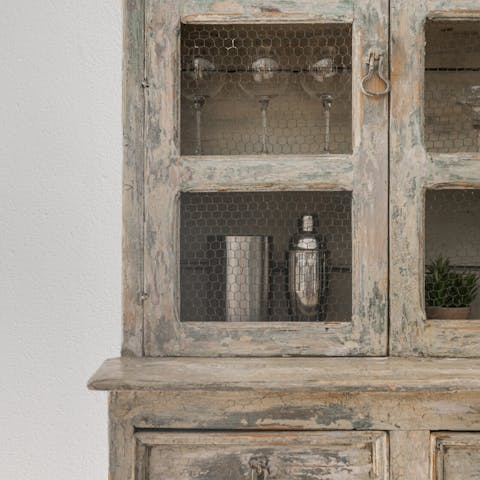 Mix up a few spicy margaritas at the drinks cabinet
