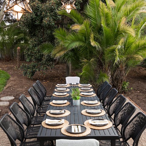 Dine alfresco at the grand garden dining area