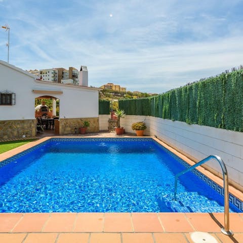 Cool off with a dip in the private swimming pool