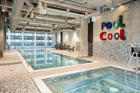 Swim laps or warm up in the hot tub year-round