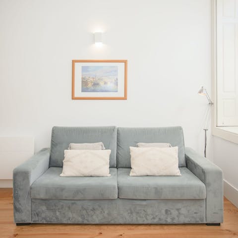 Sip a glass of green wine as you relax on the sofa