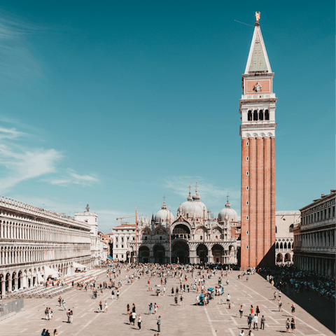 Sip cappuccino in Piazza San Marco – it's an eight-minute walk