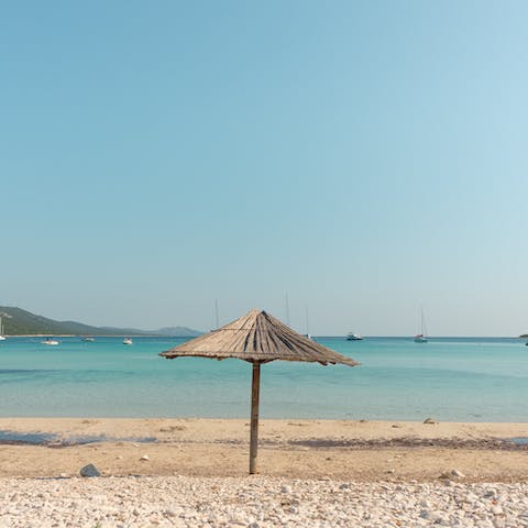 Spend a day at the beach – the soft white sands are a fifteen-minute walk