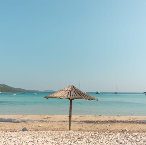 Spend a day at the beach – the soft white sands are a fifteen-minute walk