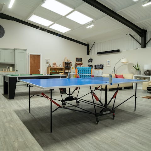 While away rainy afternoons in the communal games room and farm shop