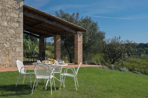 Nibble on alfresco antipasti and admire the countryside views
