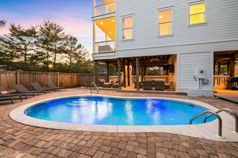 Dip into the private pool as evening falls