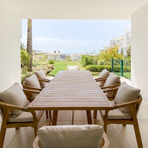Sit down for a light lunch on the private dining terrace