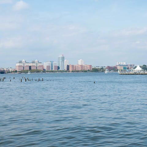 Relax by the waters at the Hudson River Park – just a four-minute walk away