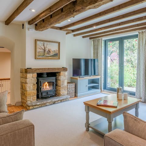 Play board games by the warmth of the roaring wood burner