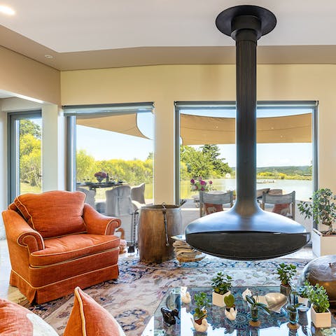 Spend a cosy evening by the fireplace