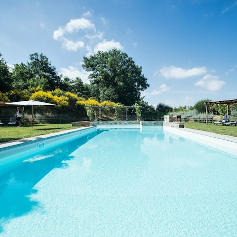 Spend quiet afternoons splashing about in the communal pool