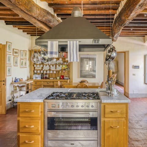 Cook up a storm in the rustic kitchen, or order in some freshly prepared meals if you'd like to relax