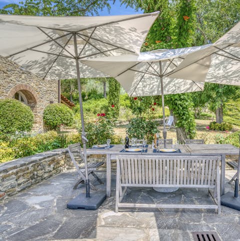 Pick out a picturesque spot in the garden for dining alfresco